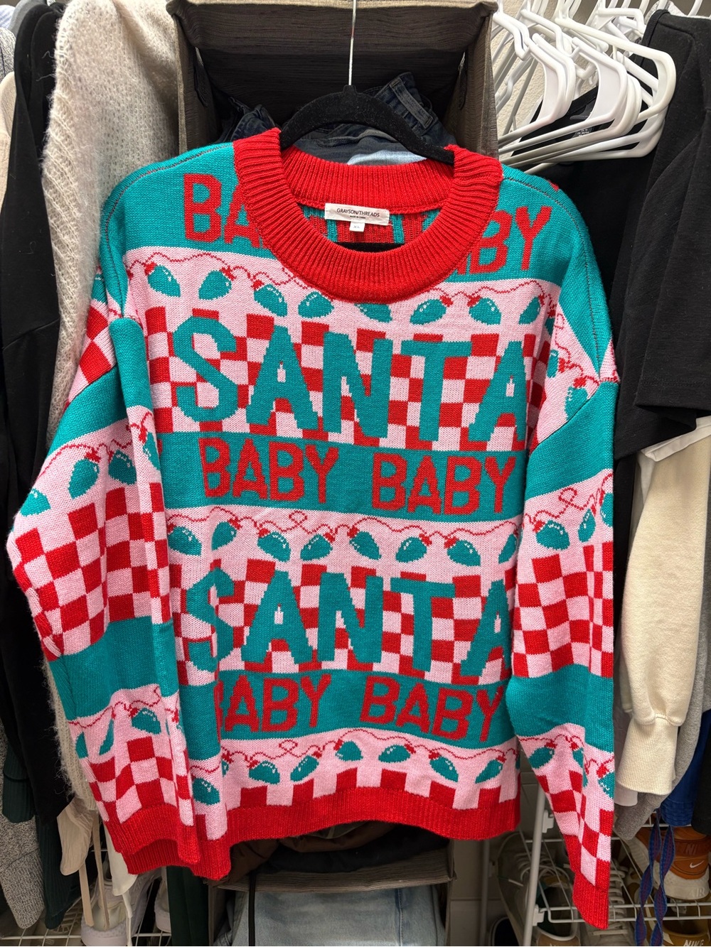 Grayson Threads Santa Baby Crewneck Sweater - Red, Teal, Pink